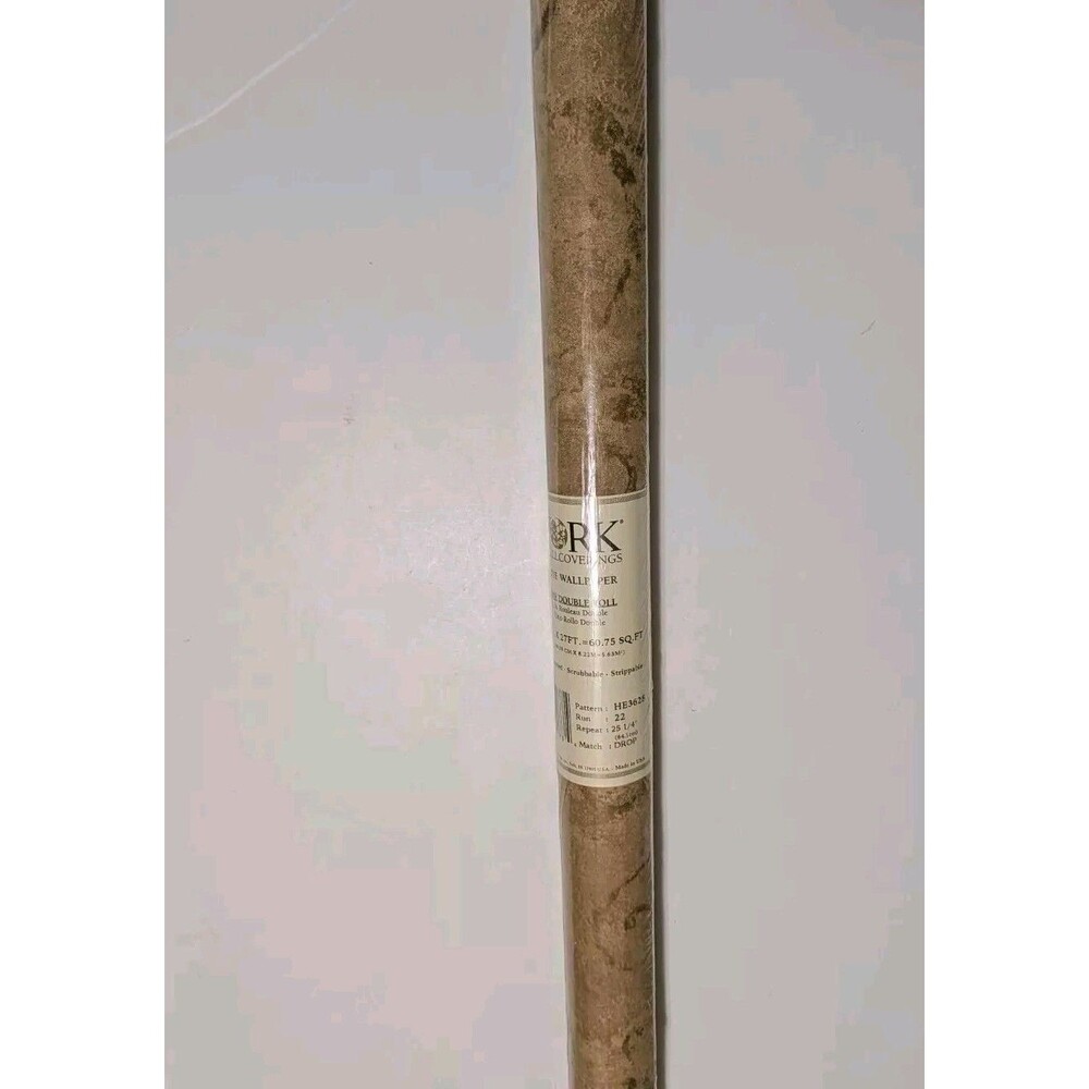 York Wallcoverings Fine Wallpaper One Double Roll 60.75 sq.et Tan & Gold New
